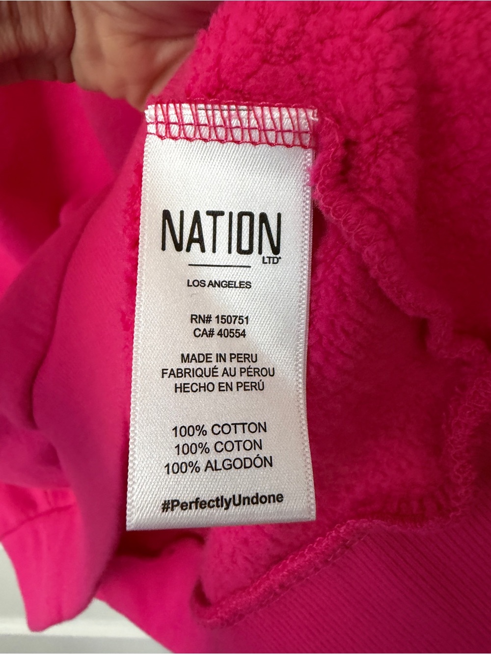 Nation LTD Joss Sweatshirt Barbie Pink Draped Sleeves Cotton Casual Comfy Lg - Picture 13 of 16